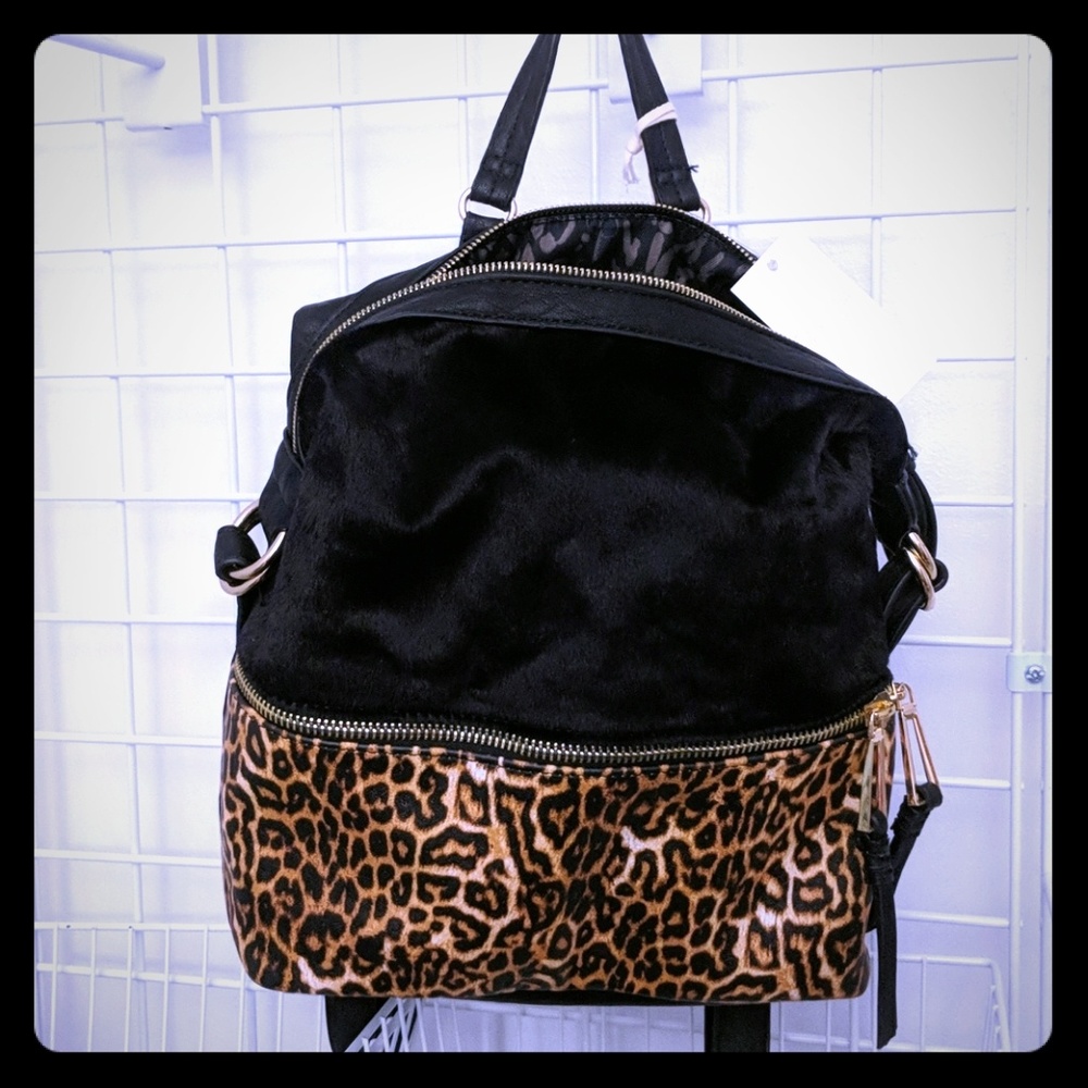 Jessica Simpson leopard backpack purse